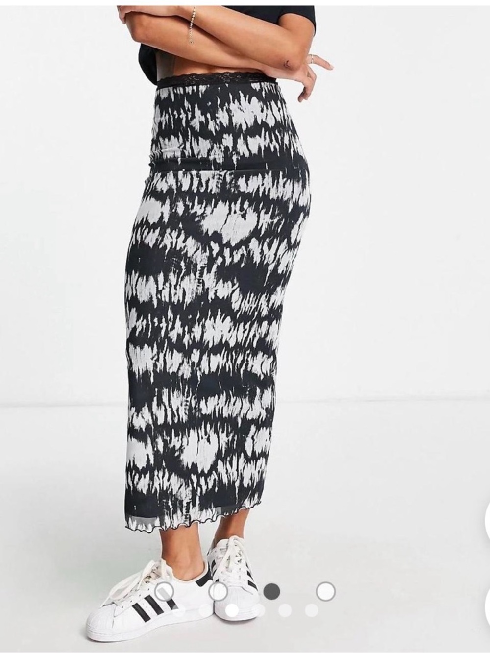 Topshop Black & White Printed Maxi Skirt